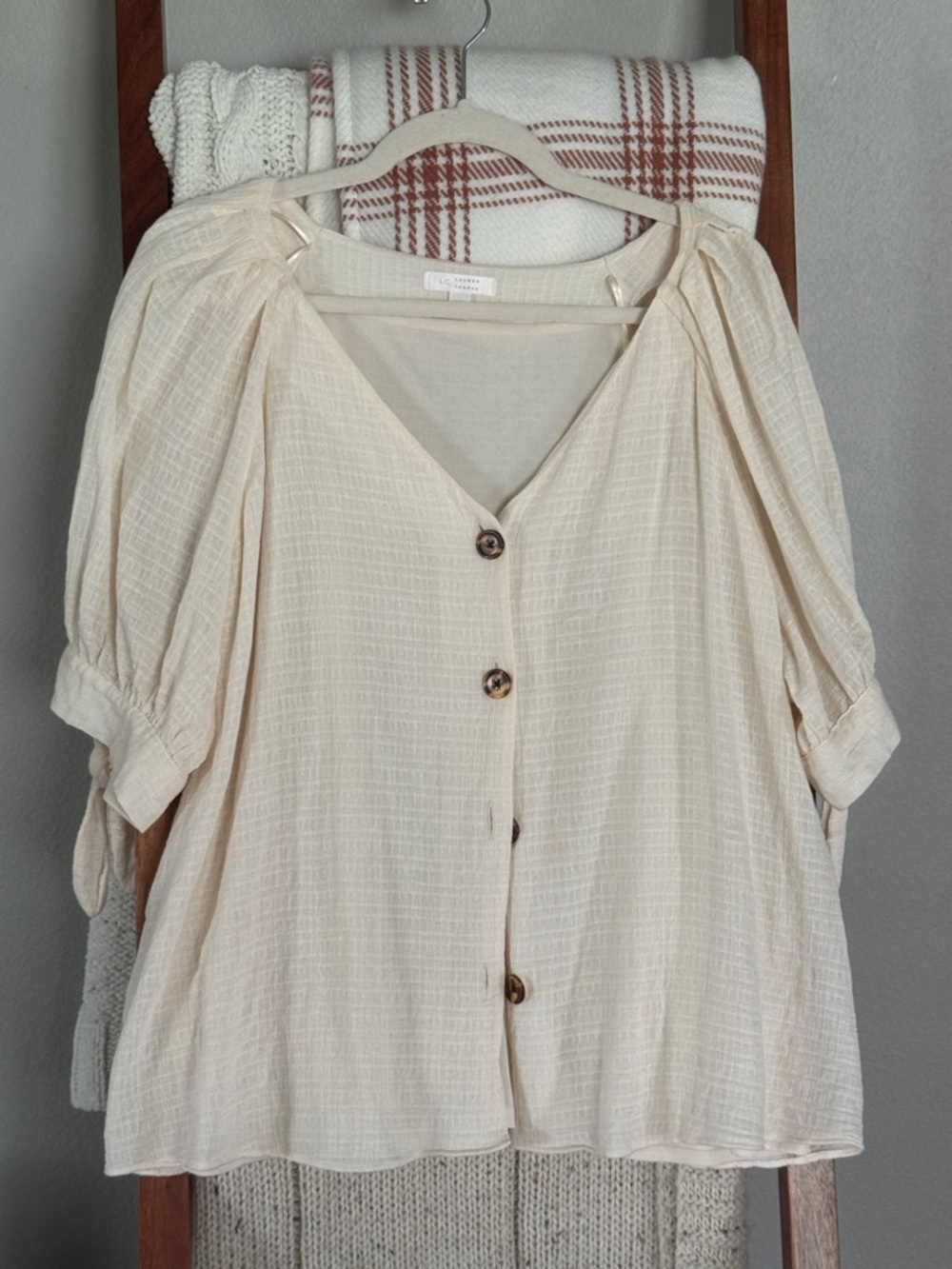 Cream Button-Up Women's Top